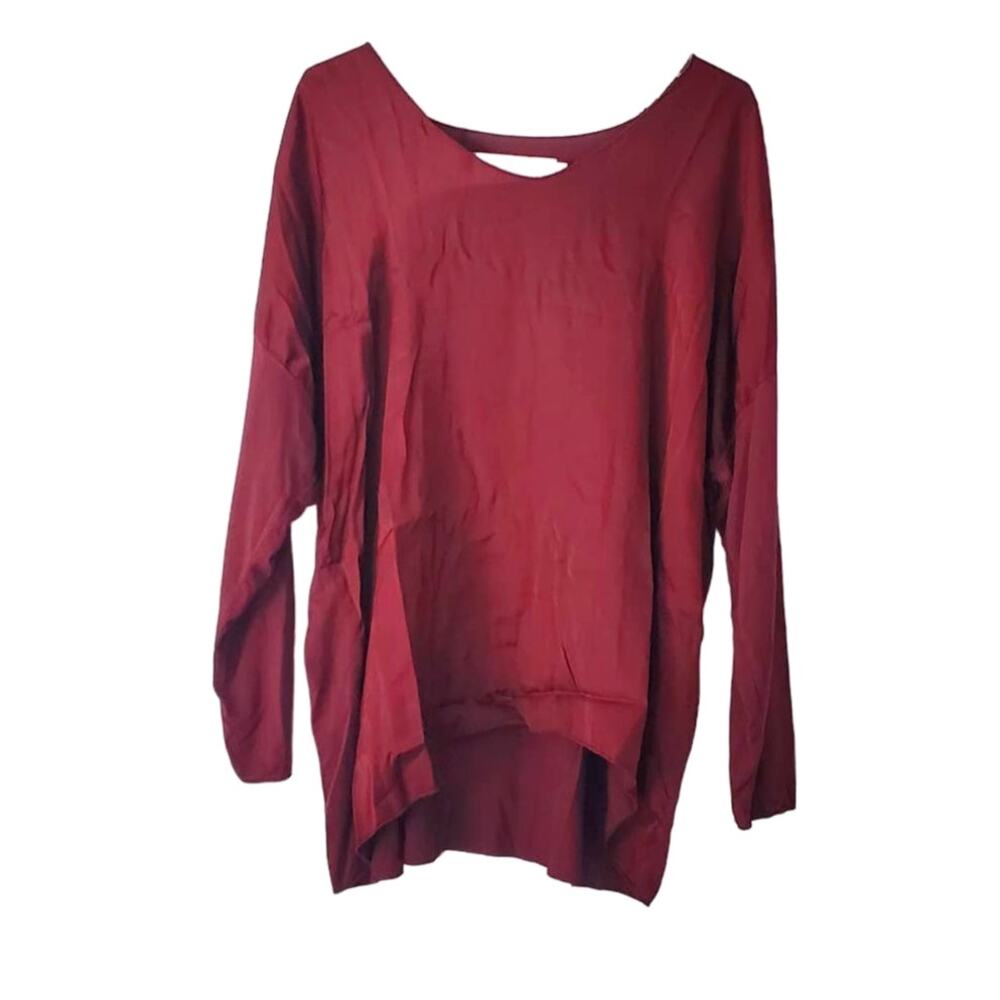 The Porter Collective Italy Red Silk Blend Top XS Lagen Look Mixed Media Boho